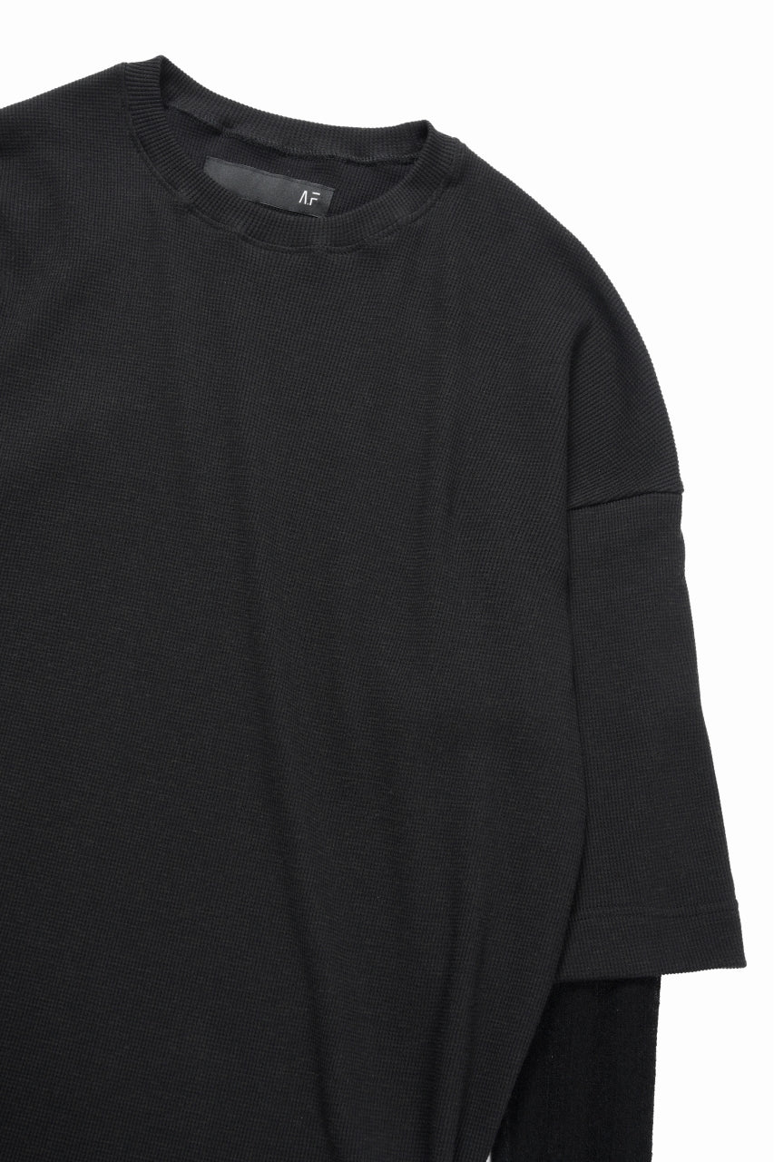 画像をギャラリービューアに読み込む, A.F ARTEFACT LAYERED CREW NECK TOP / WAFFLE KNIT JERSEY (BLACK)