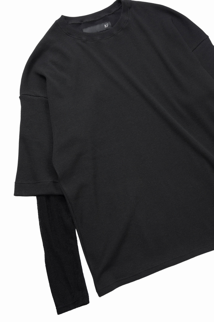 画像をギャラリービューアに読み込む, A.F ARTEFACT LAYERED CREW NECK TOP / WAFFLE KNIT JERSEY (BLACK)