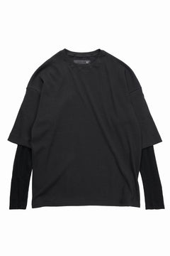 画像をギャラリービューアに読み込む, A.F ARTEFACT LAYERED CREW NECK TOP / WAFFLE KNIT JERSEY (BLACK)