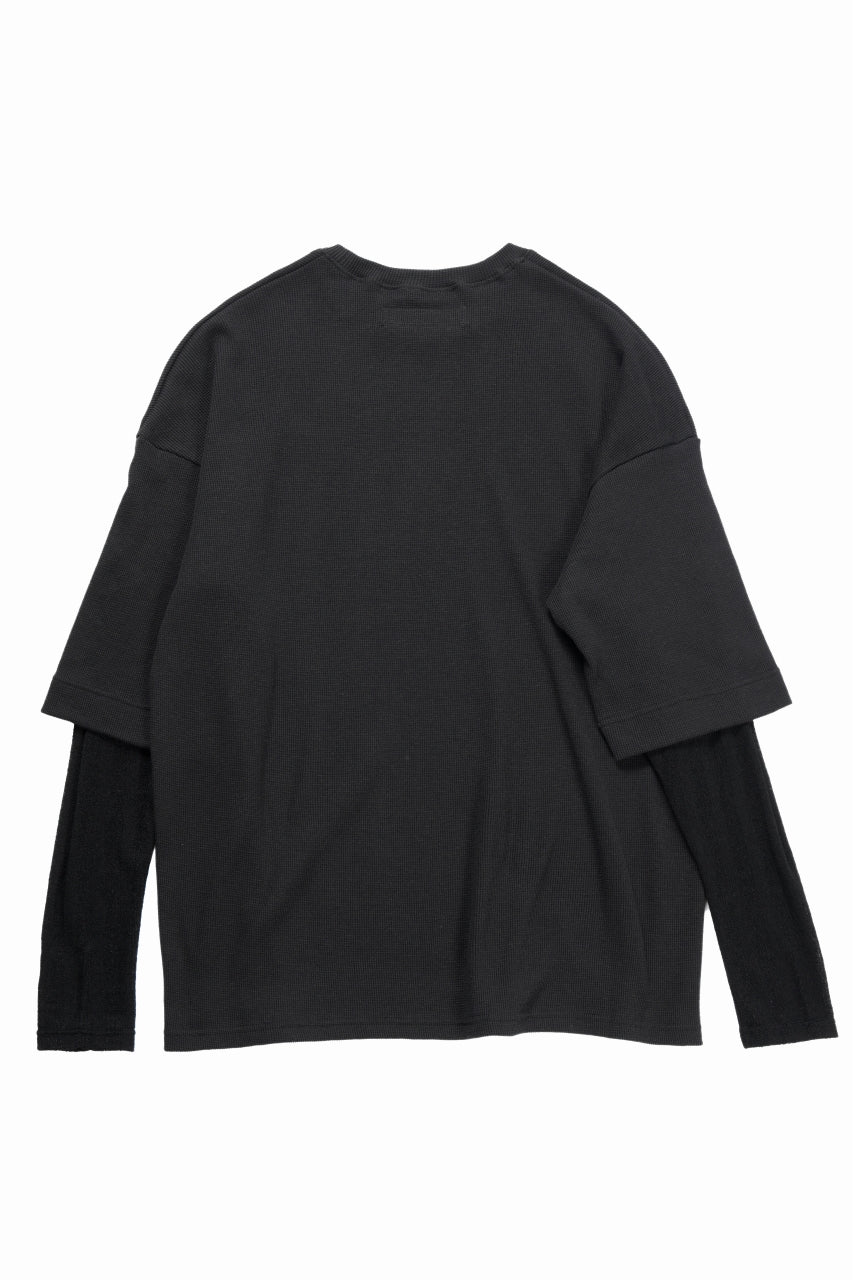 画像をギャラリービューアに読み込む, A.F ARTEFACT LAYERED CREW NECK TOP / WAFFLE KNIT JERSEY (BLACK)