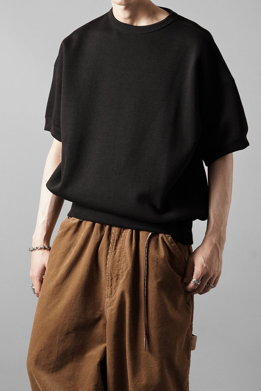 画像をギャラリービューアに読み込む, N/07 BASIC TOP / RIBBED CARDBOARD KNIT JERSEY (BLACK)