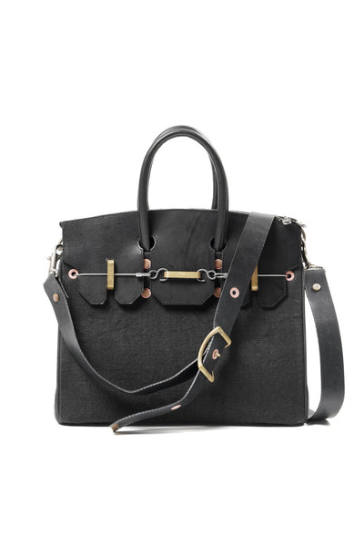 ierib exclusive 2Way Bark Bag 30 / Heavy Linen Canvas + Saddle Leather (BLACK #B)