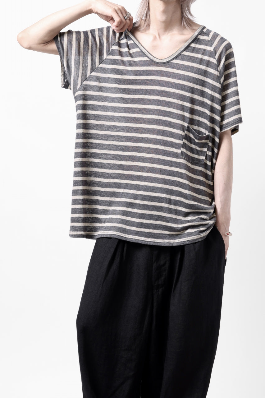 画像をギャラリービューアに読み込む, CAPERTICA BORDER PRISONER SHIRT / LINEN JERSEY (CHARCOAL GRAY)