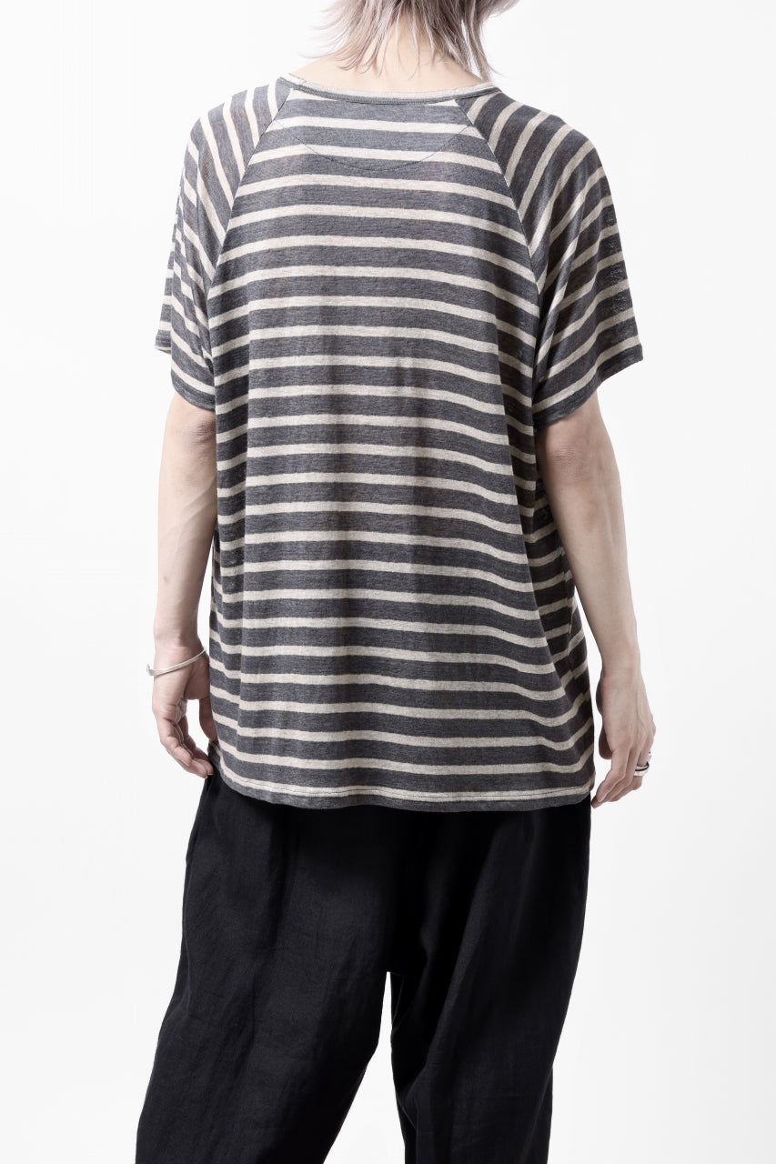 画像をギャラリービューアに読み込む, CAPERTICA BORDER PRISONER SHIRT / LINEN JERSEY (CHARCOAL GRAY)