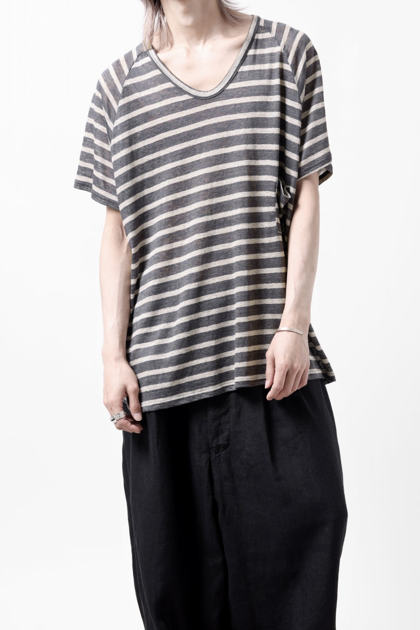 画像をギャラリービューアに読み込む, CAPERTICA BORDER PRISONER SHIRT / LINEN JERSEY (CHARCOAL GRAY)