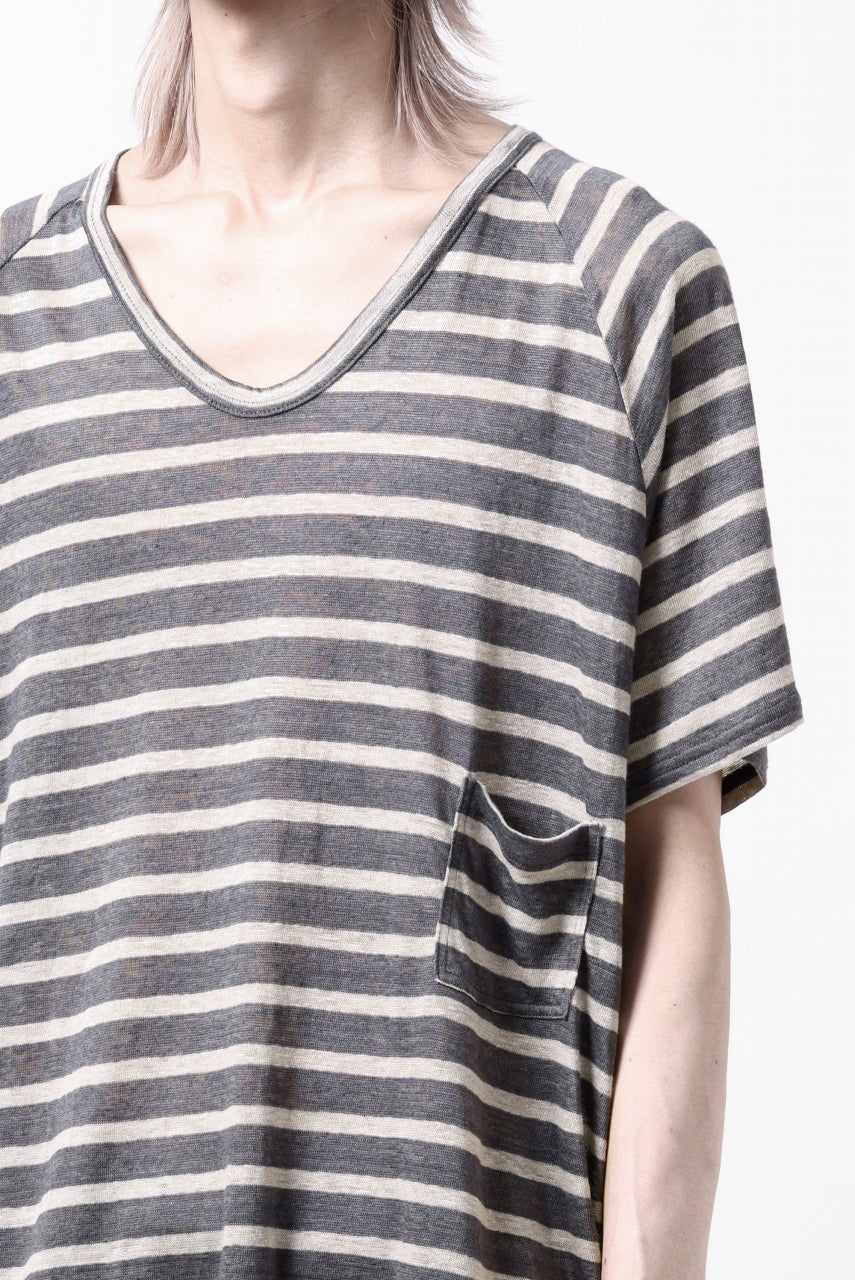 画像をギャラリービューアに読み込む, CAPERTICA BORDER PRISONER SHIRT / LINEN JERSEY (CHARCOAL GRAY)