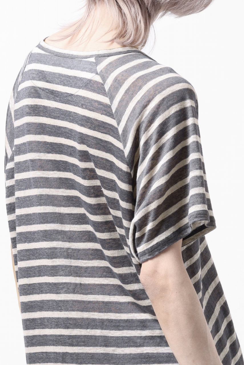 画像をギャラリービューアに読み込む, CAPERTICA BORDER PRISONER SHIRT / LINEN JERSEY (CHARCOAL GRAY)