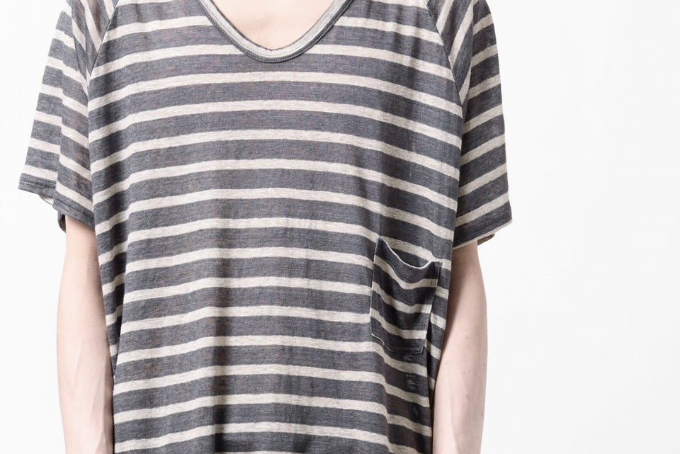 画像をギャラリービューアに読み込む, CAPERTICA BORDER PRISONER SHIRT / LINEN JERSEY (CHARCOAL GRAY)