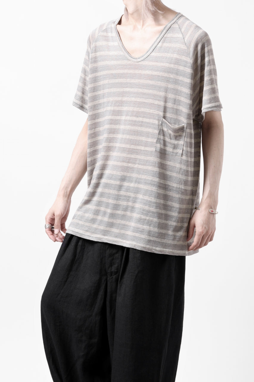 画像をギャラリービューアに読み込む, CAPERTICA BORDER PRISONER SHIRT / LINEN JERSEY (SILVER GRAY)