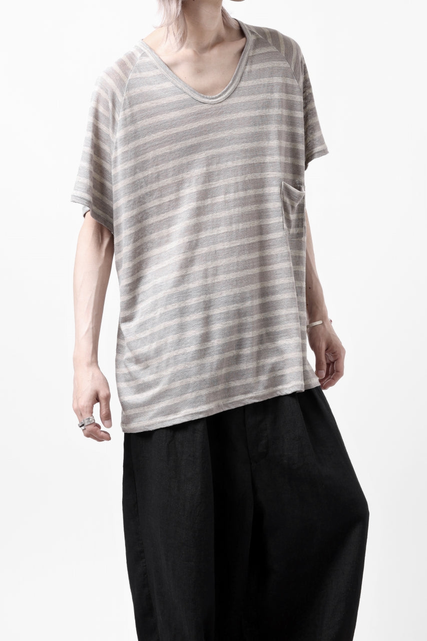 画像をギャラリービューアに読み込む, CAPERTICA BORDER PRISONER SHIRT / LINEN JERSEY (SILVER GRAY)