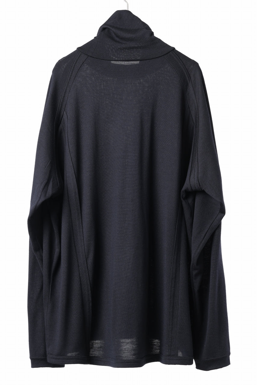CAPERTICA BINDER TURTLE NECK TOP / SUPER 140s WASHABLE WOOL DC-JERSEY (MID NIGHT)