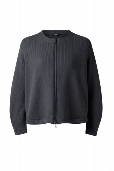 OPPOSE DUALITY NO COLLAR RIB ZIP TOP (BLACK)