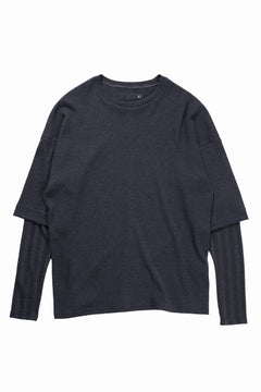 画像をギャラリービューアに読み込む, A.F ARTEFACT LAYERED CREW NECK TOP / WAFFLE KNIT JERSEY (DARK GREY)