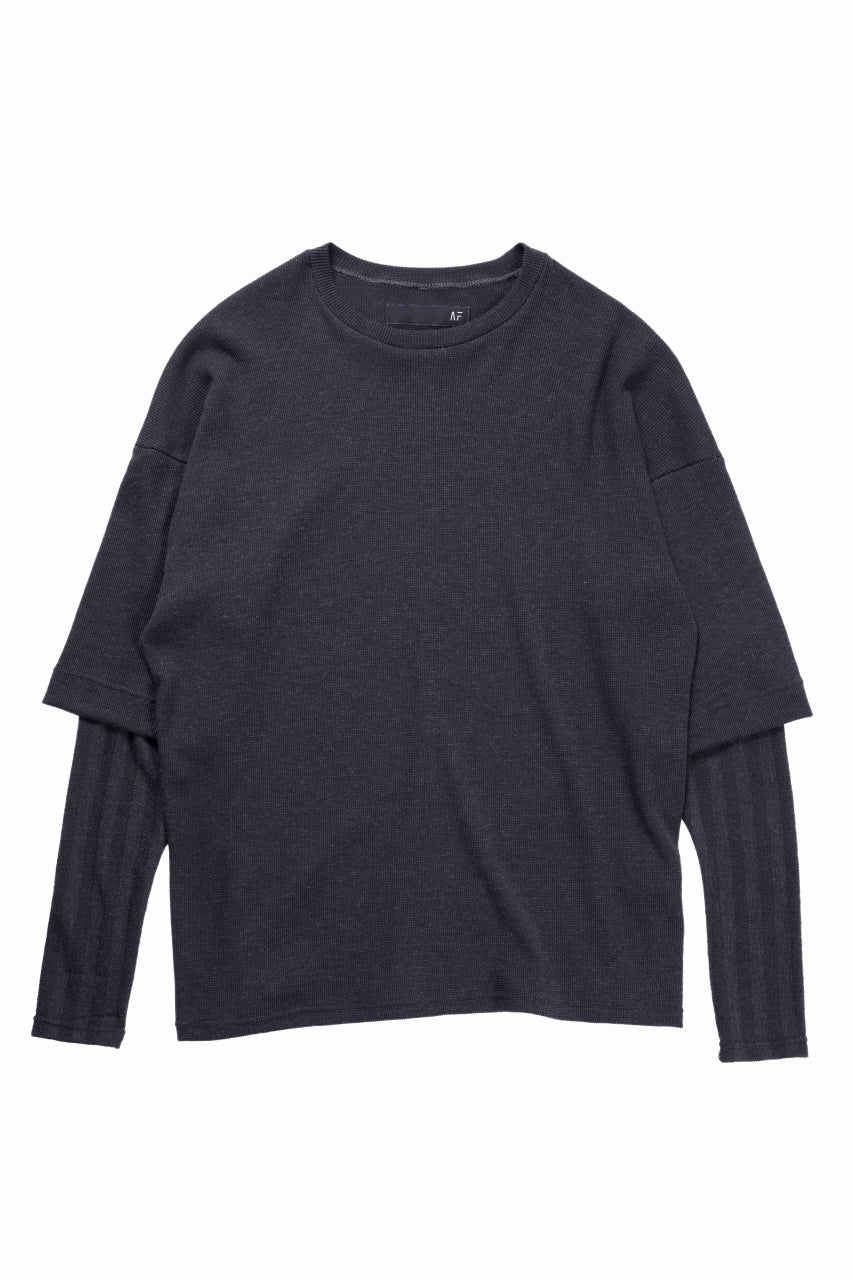 画像をギャラリービューアに読み込む, A.F ARTEFACT LAYERED CREW NECK TOP / WAFFLE KNIT JERSEY (DARK GREY)