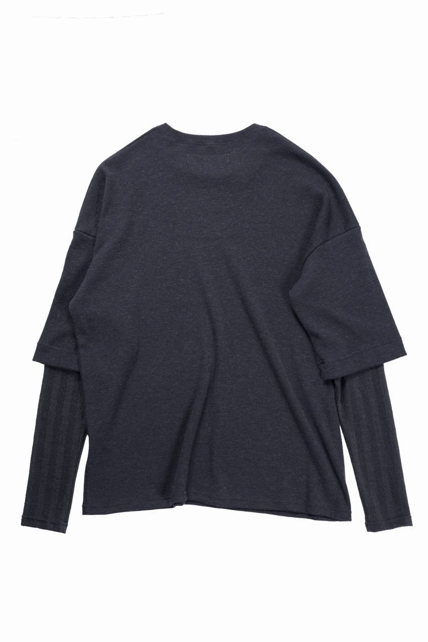 画像をギャラリービューアに読み込む, A.F ARTEFACT LAYERED CREW NECK TOP / WAFFLE KNIT JERSEY (DARK GREY)
