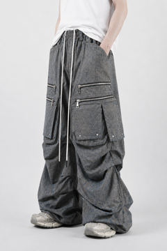 Load image into Gallery viewer, A.F ARTEFACT MULTI FLAP WIDE PANTS / BLENDED SHADES DENIM (STEEL BLUE)