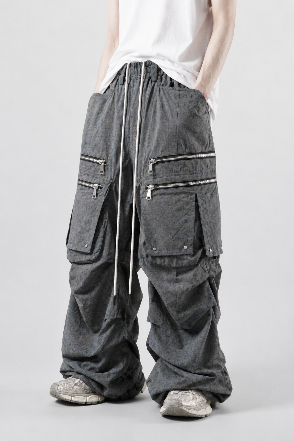 Load image into Gallery viewer, A.F ARTEFACT MULTI FLAP WIDE PANTS / BLENDED SHADES DENIM (STEEL BLUE)