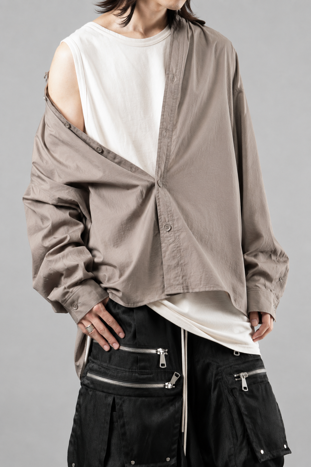 A.F ARTEFACT STAND COLLAR SHIRT / SOFT POPLIN (SOIL) | エーエフ A.F ARTEFACT STAND COLLAR SHIRT / SOFT POPLIN (SOIL) | エーエフ
