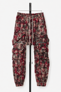A.F ARTEFACT BELTED DETAIL JOGGER / JACGUARD ABSTRACT PATTERN (RED)
