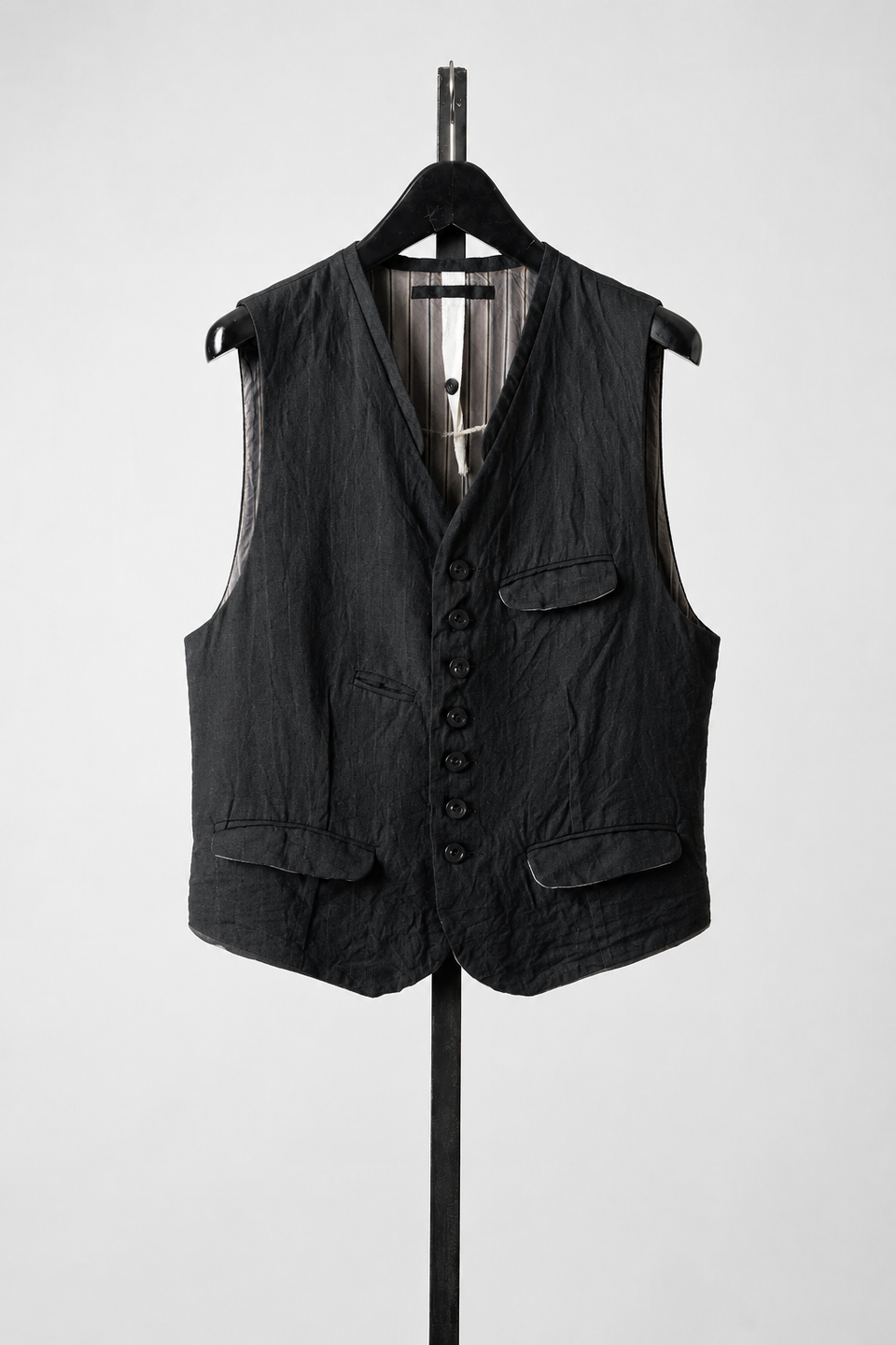 画像をギャラリービューアに読み込む, KLASICA "JEUNET" SQUARE SHAPED LOOSE VEST / OBSCURE STRIPED 3/3 MINI HBT (MID NIGHT)