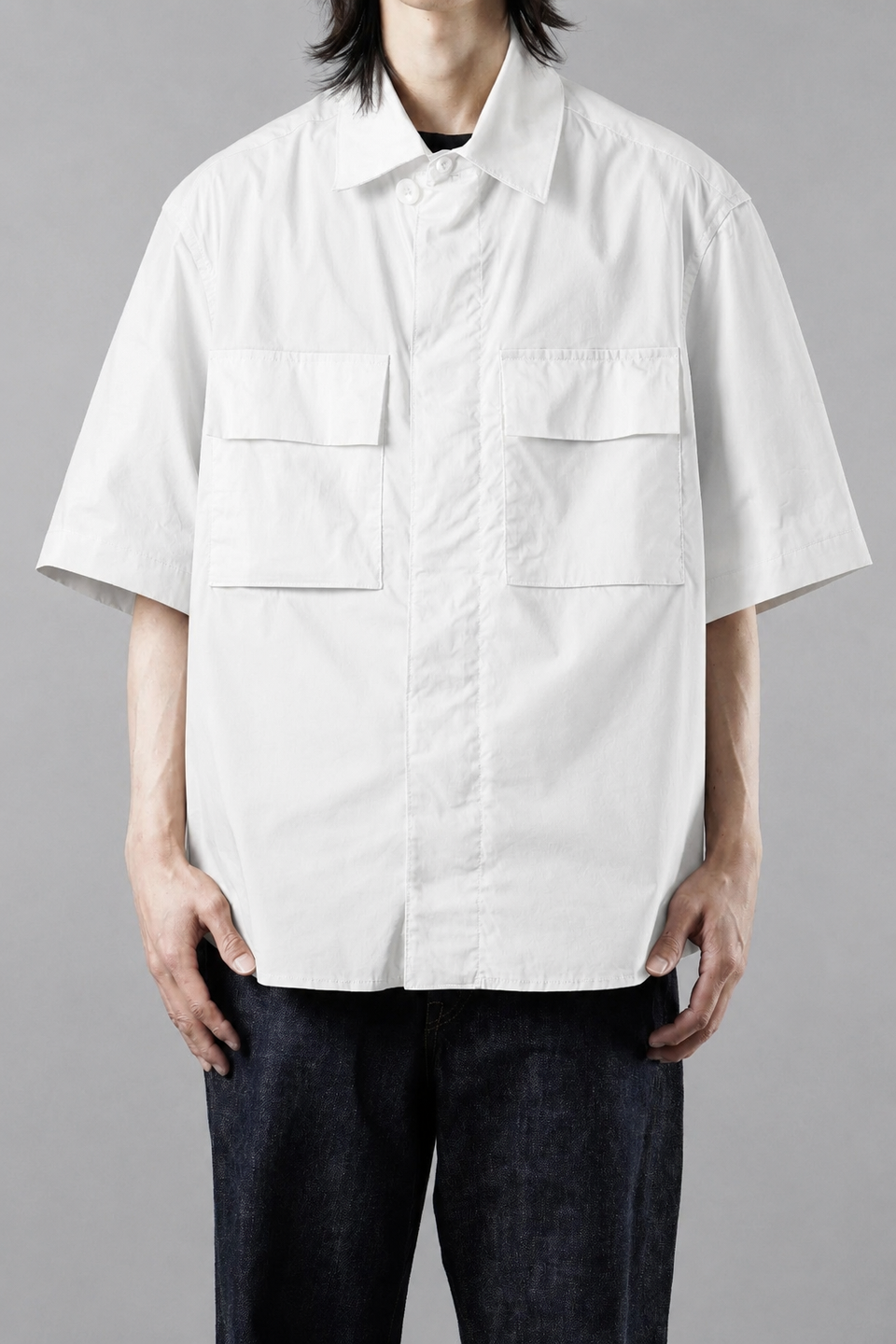 画像をギャラリービューアに読み込む, Ten c MID LAYER / HALF SLEEVE SHIRT JACKET (BIANCO NEVE)