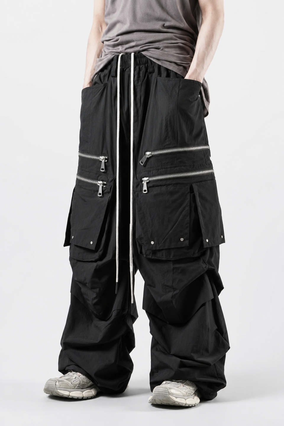 画像をギャラリービューアに読み込む, A.F ARTEFACT CARGO TUCK WIDE PANTS / TYPEWRITER COTTON CLOTH (BLACK)