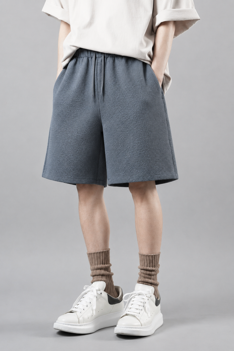 画像をギャラリービューアに読み込む, D-VEC WAFFLE KNIT SHORT PANTS (SEA SPRAY)