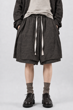画像をギャラリービューアに読み込む, KLASICA "VENT" LAYERED WIDE SHORTS / ANCIENT COLORED LINEN CHAMBRAY (BROWN)