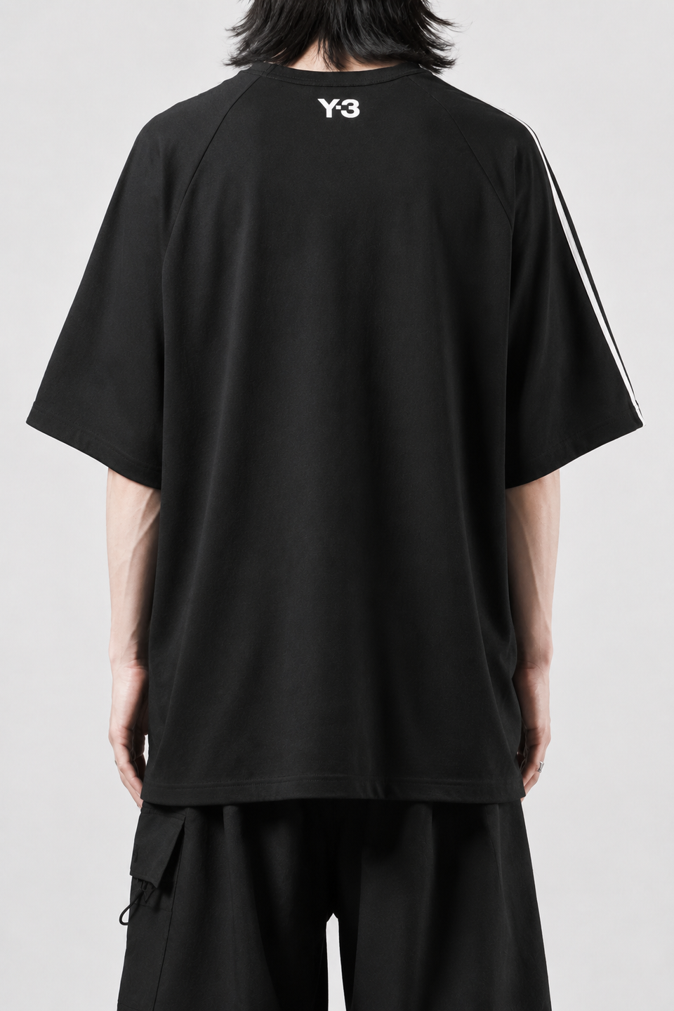 画像をギャラリービューアに読み込む, Y-3 Yohji Yamamoto RAW EDGE 3 STRIPES SHORT SLEEVE TEE (BLACK)