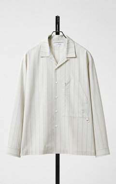 画像をギャラリービューアに読み込む, F/CE. RECYCLE OPEN COLLAR SHIRT (IVORY STRIPE)
