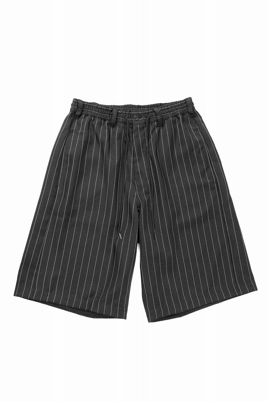 Y-3 Yohji Yamamoto PINSTRIPE SPORT UNIFORM SHORT TROUSERS (BLACK