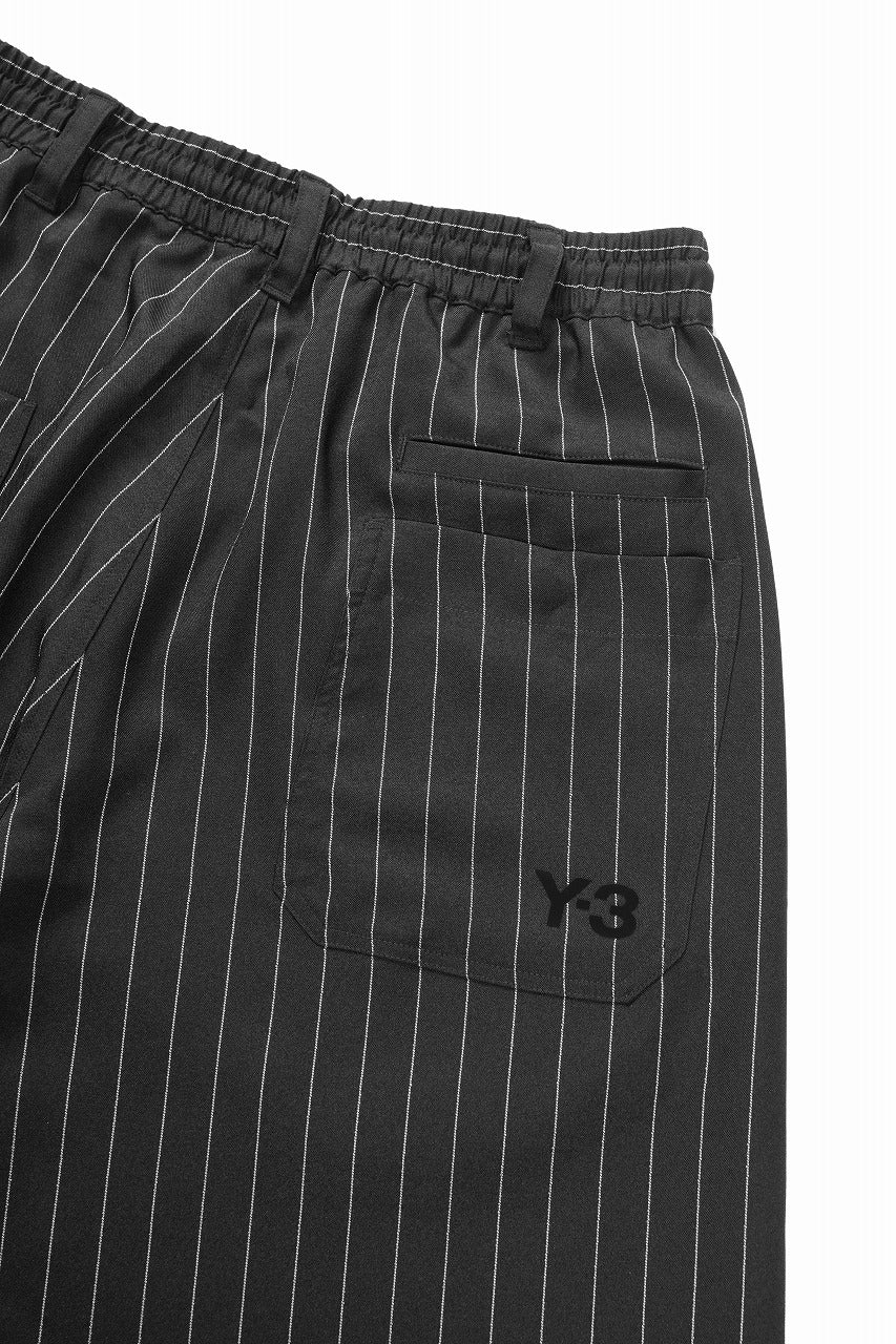 Load image into Gallery viewer, Y-3 Yohji Yamamoto PINSTRIPE SPORT UNIFORM SHORT TROUSERS (BLACK)