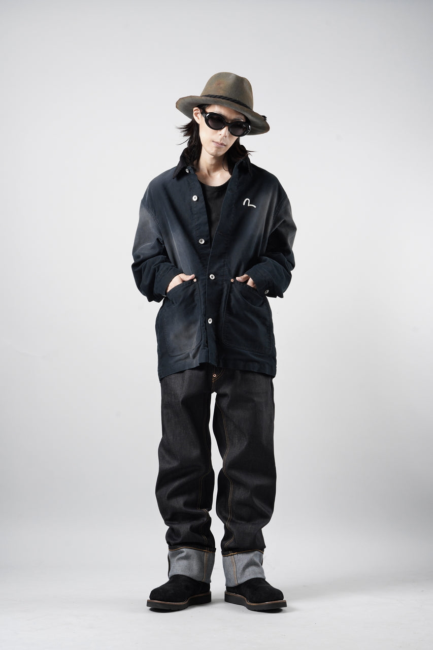 EVISU EJ, VINTAGE WASHED DAICOCK CHORE JACKET-RELAX FIT (BLACK)の