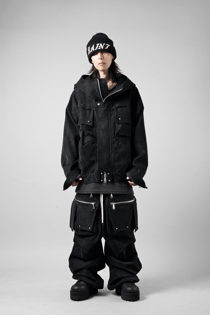 Load image into Gallery viewer, A.F ARTEFACT MULTI FLAP WIDE PANTS / WILD VEGAN LEATHER (BLACK)