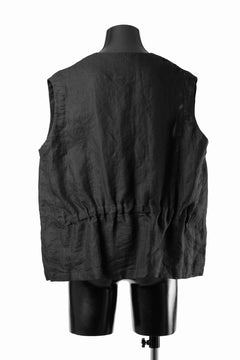 画像をギャラリービューアに読み込む, KLASICA "MALAKOFF" DECONSTRUCTED WORK WEAR VEST / CRISP FINISH AIRLY MICRO DOBBY (BLACK)