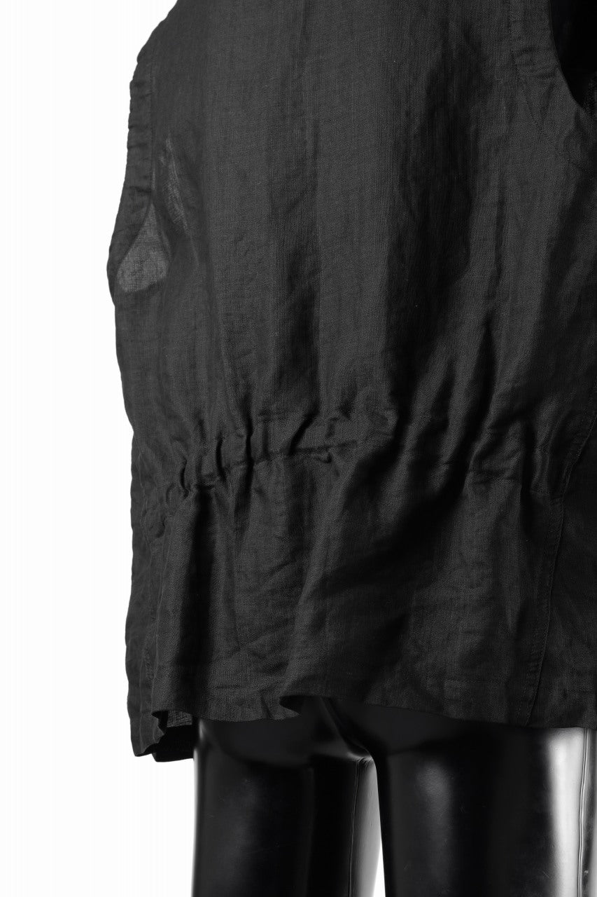 画像をギャラリービューアに読み込む, KLASICA "MALAKOFF" DECONSTRUCTED WORK WEAR VEST / CRISP FINISH AIRLY MICRO DOBBY (BLACK)