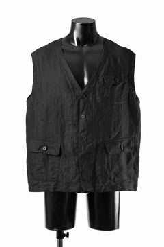 画像をギャラリービューアに読み込む, KLASICA "MALAKOFF" DECONSTRUCTED WORK WEAR VEST / CRISP FINISH AIRLY MICRO DOBBY (BLACK)