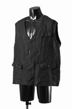 画像をギャラリービューアに読み込む, KLASICA "MALAKOFF" DECONSTRUCTED WORK WEAR VEST / CRISP FINISH AIRLY MICRO DOBBY (BLACK)