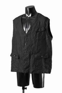 画像をギャラリービューアに読み込む, KLASICA "MALAKOFF" DECONSTRUCTED WORK WEAR VEST / CRISP FINISH AIRLY MICRO DOBBY (BLACK)
