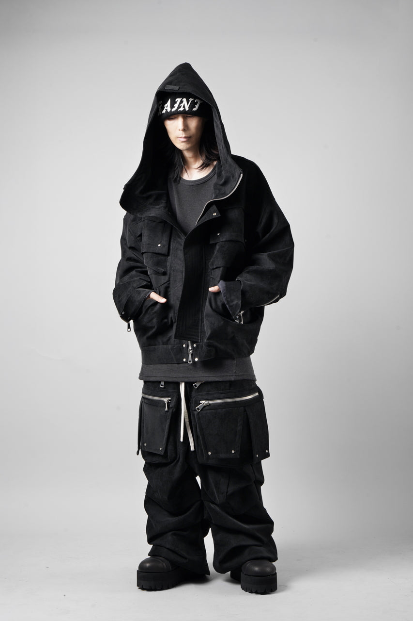 Load image into Gallery viewer, A.F ARTEFACT MULTI FLAP WIDE PANTS / WILD VEGAN LEATHER (BLACK)
