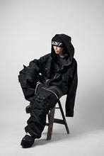 Load image into Gallery viewer, A.F ARTEFACT MULTI FLAP WIDE PANTS / WILD VEGAN LEATHER (BLACK)