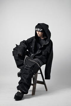 Load image into Gallery viewer, A.F ARTEFACT MULTI FLAP WIDE PANTS / WILD VEGAN LEATHER (BLACK)