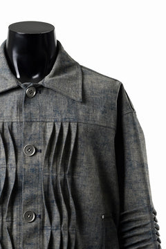 画像をギャラリービューアに読み込む, A.F ARTEFACT BLENDED SHADES DENIM PIN TUCK BLOUSON (STEEL BLUE)
