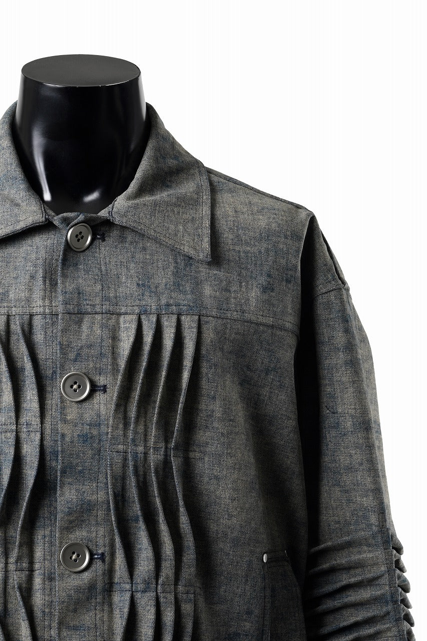 画像をギャラリービューアに読み込む, A.F ARTEFACT BLENDED SHADES DENIM PIN TUCK BLOUSON (STEEL BLUE)