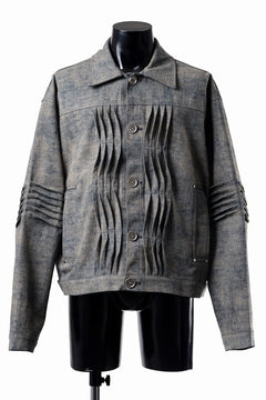 画像をギャラリービューアに読み込む, A.F ARTEFACT BLENDED SHADES DENIM PIN TUCK BLOUSON (STEEL BLUE)