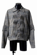 A.F ARTEFACT BLENDED SHADES DENIM PIN TUCK BLOUSON (STEEL BLUE)