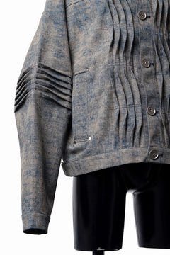 画像をギャラリービューアに読み込む, A.F ARTEFACT BLENDED SHADES DENIM PIN TUCK BLOUSON (STEEL BLUE)