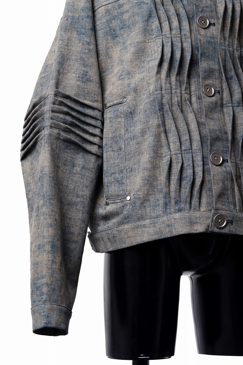 画像をギャラリービューアに読み込む, A.F ARTEFACT BLENDED SHADES DENIM PIN TUCK BLOUSON (STEEL BLUE)
