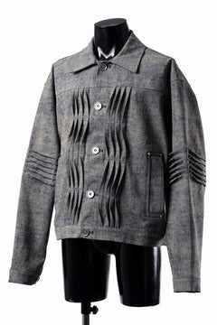 画像をギャラリービューアに読み込む, A.F ARTEFACT BLENDED SHADES DENIM PIN TUCK BLOUSON (STEEL BLUE)