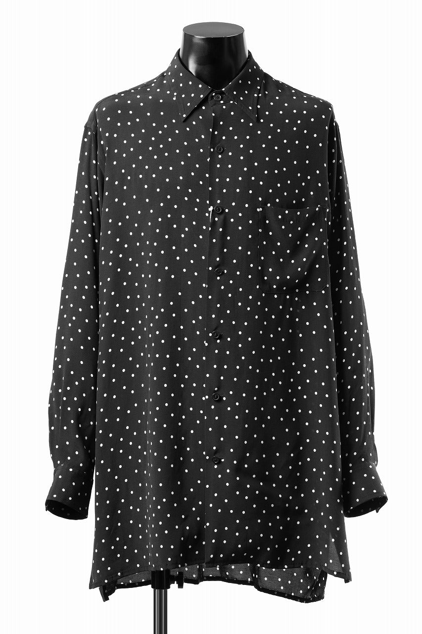 画像をギャラリービューアに読み込む, Y's for men POLKA DOT PATTERN FLUID OVERSHIRT / CUPRA &amp; RAYON (BLACK)